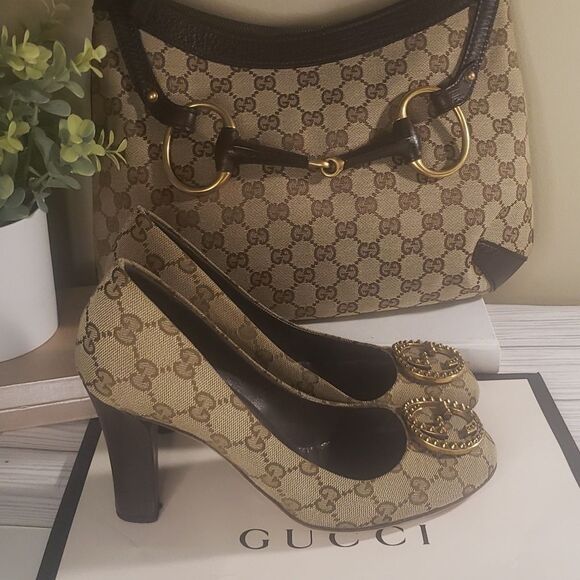 Gucci Horsebit GG Monogram Bag and GG Heels Bundle - Picture 13 of 16